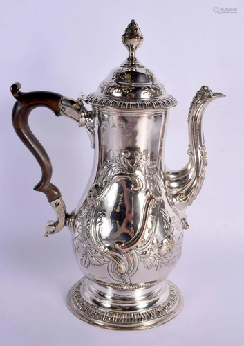 AN EARLY 19TH CENTURY OLD SHEFFIELD PLATED COFFEE POT AND CO...