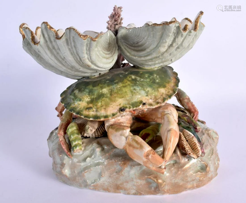 A VERY RARE VICTORIAN CRAB POTTERY DOUBLE CLAM SHELL TABLE C...