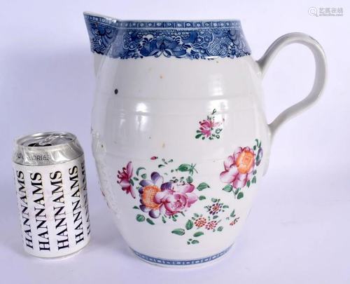 A LARGE 18TH CENTURY CHINESE EXPORT FAMILLE ROSE CIDER JUG Q...