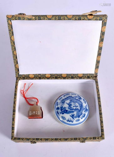 AN EARLY 20TH CENTURY CHINESE CARVED SOAPSTONE SEAL together...