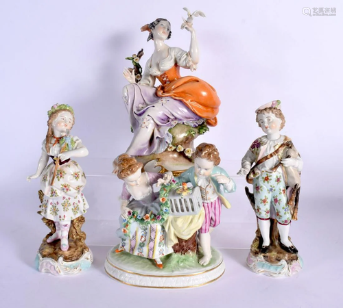 FOUR CONTINENTAL PORCELAIN FIGURES. Largest 21 cm high. (4)