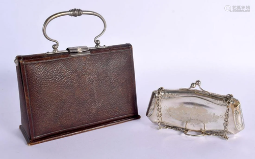 A CHARMING EARLY 20TH CENTURY LEATHER MINIATURE HAND BAG for...