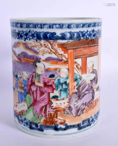 AN 18TH CENTURY CHINESE EXPORT FAMILLE ROSE MUG Qianlong pai...