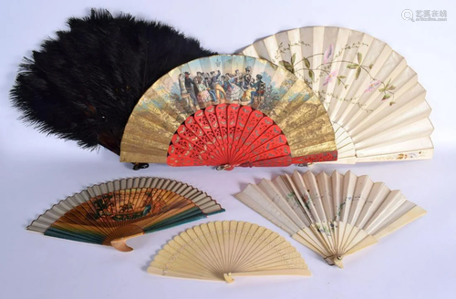 SIX VINTAGE FANS. (6)