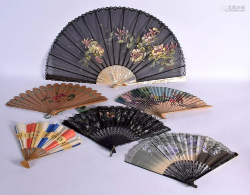 SIX VINTAGE FANS. (6)