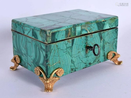 AN ANTIQUE RUSSIAN MALACHITE CASKET decorated with acanthus ...