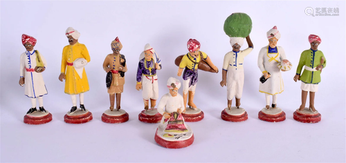 A SET OF NINE INDIAN COMPANY SCHOOL TYPE FIGURES. 7 cm high....