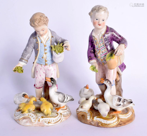 A MATCHED PAIR OF 19TH CENTURY MEISSEN PORCELAIN FIGURES mod...