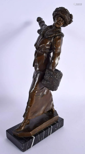 Else Furst (C1920) Bronze Lady in muff. 29 cm high.