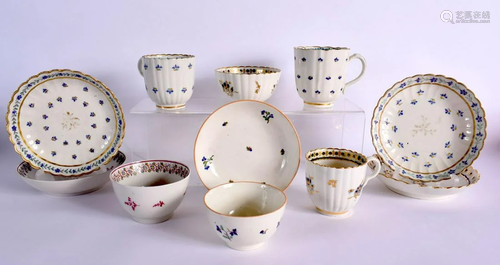 18TH C. CAUGHLEY TWO FLUTED COFFEE CUPS AND SAUCERS PAINTED ...