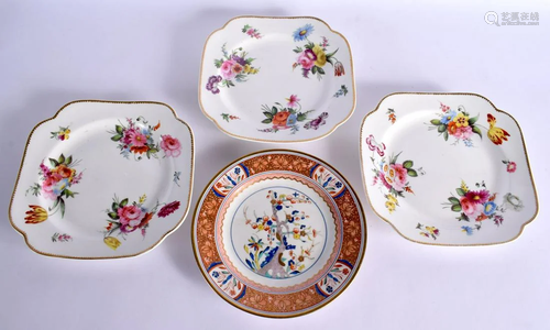 EARLY 19TH CENTURY SPODE SET OF THREE SQUARE DISHES EACH PAI...