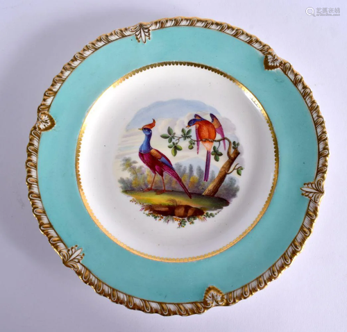 19TH C. COALPORT FINE UNION SHAPED PLATE PAINTED WITH FINE B...