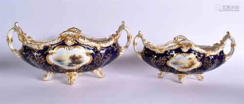 LATE 19TH/ EARLY 20TH CENTURY COALPORT BOAT SHAPED TWO HANDL...