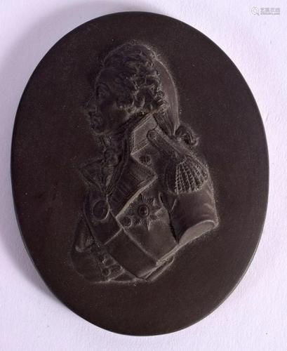 18TH CENTURY WEDGWOOD BASALT OVAL PORTRAIT MEDALLION OF NELS...