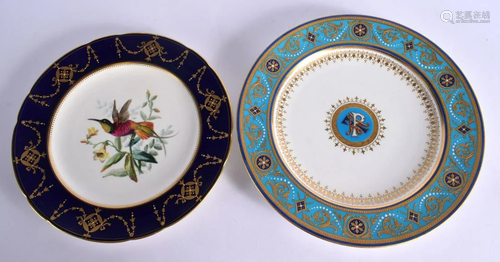 LATE 19TH CENTURY MINTONS CHINA PLATE WITH A RAISED GILT AND...