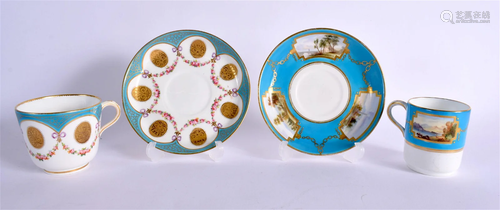 19TH CENTURY MINTON COFFEE CUP AND SAUCER THE CUP WITH TWO G...