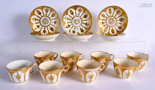 EARLY 19TH CENTURY MINTON EARLY AND RARE SET OF EIGHT TEACUP...