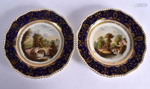 EARLY 19TH CENTURY DERBY PAIR CABINET PLATES ENTITLED ‘VIEW ...