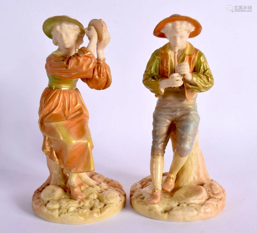 LATE 19TH CENTURY ROYAL WORCESTER PAIR OF FIGURES OF A BOY A...