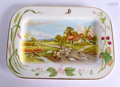 EX-ROYAL WORCESTER ARTIST FRANCIS CLARK: A RECTANGULAR DISH ...