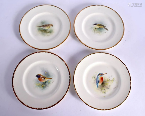 ROYAL WORCESTER FOUR SIDE PLATES PAINTED WITH BIRDS THREE BY...