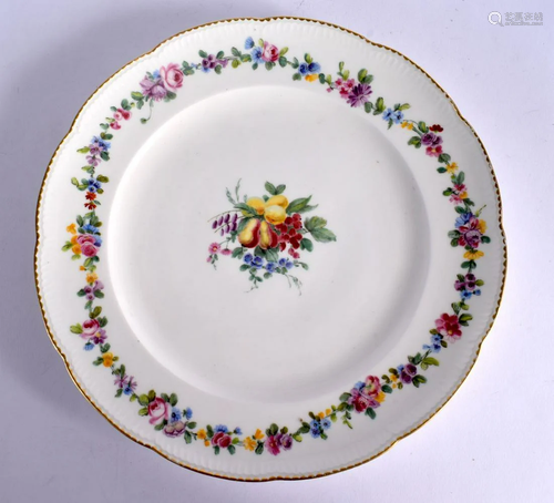 18TH CENTURY SEVRES FINE LOBED PLATE WITH FEUILLE DE CHOUX M...