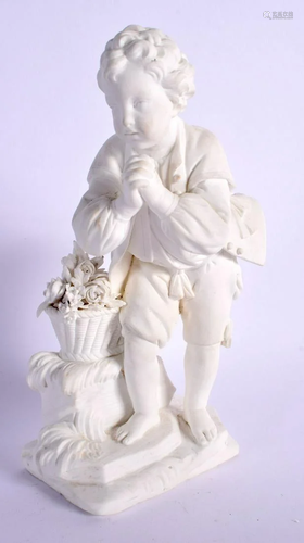 18TH CENTURY SEVRES BISCUIT PORCELAIN FIGURE OF BOY MODELLED...