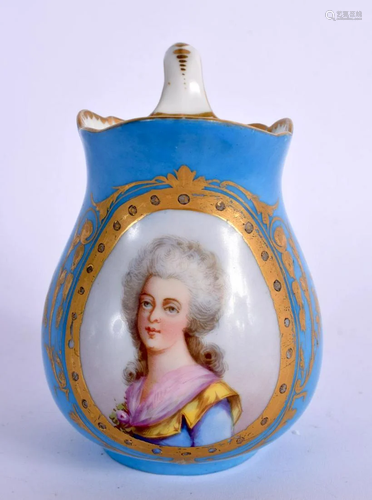 19TH CENTURY SEVRES STYLE JUG PAINTED WITH A LADY IN GILDED ...