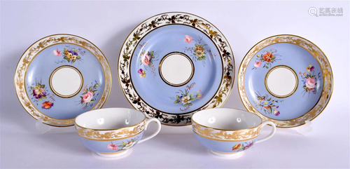 LATE 19TH CENTURY DERBY KING STREET PAIR OF TEACUPS SAUCERS ...