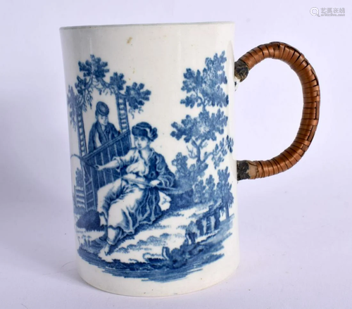 18TH CENTURY WORCESTER MUG WITH A LATE 18TH – EARLY 19TH CEN...