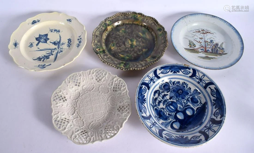 18TH CENTURY STAFFORDSHIRE SALT GLAZE PLATE PIERCED AND FOUR...