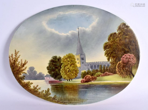 19TH CENTURY ENGLISH CREAMWARE OVAL PLAQUE PAINTED WITH A CH...