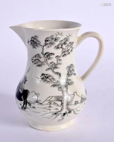 18TH CENTURY WORCESTER SPARROW BEAK JUG PENCILLED WITH BOY O...