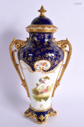 LATE 19TH EARLY 20TH CENTURY COALPORT VASE AND COVER PAINTED...