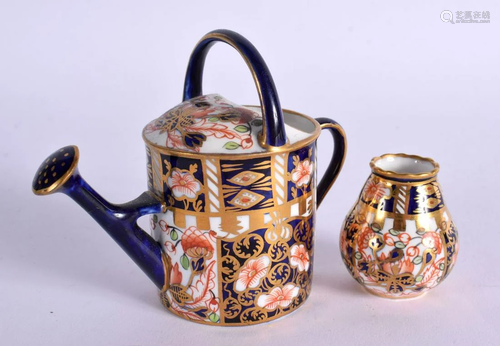 ROYAL CROWN DERBY WATERING CAN PAINTED WITH PATTERN 6299 DAT...