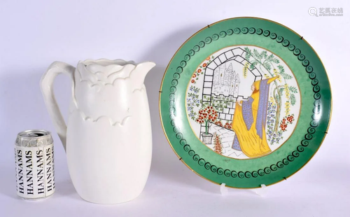 A LARGE ART DECO CLARICE CLIFF JUG together with a stylish C...