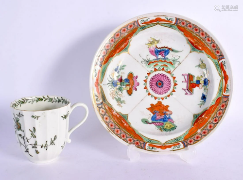 AN 18TH CENTURY WORCESTER FACETTED COFFEE CUP together with ...