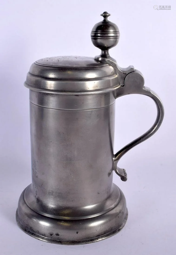 AN 18TH CENTURY EUROPEAN PEWTER TANKARD bearing inscription ...