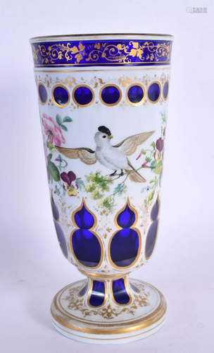 A FINE 19TH CENTURY BOHEMIAN ENAMELLED BLUE AND WHITE ENAMEL...