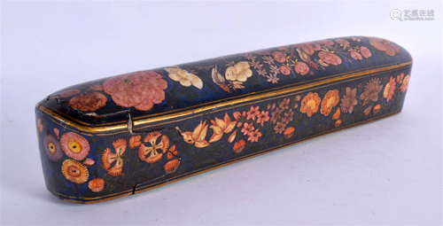 A FINE 19TH CENTURY PERSIAN KASHMIR LACQUERED SLIDING PEN BO...