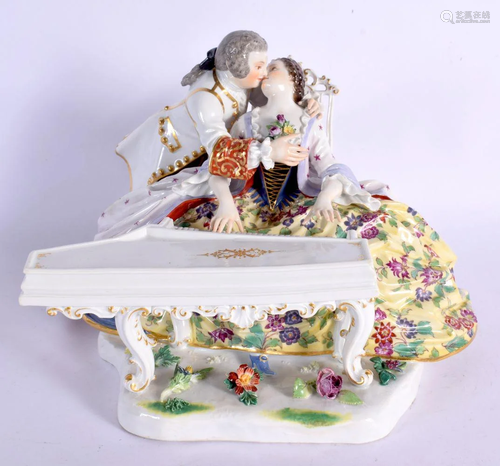 A LARGE MEISSEN PORCELAIN GROUP 'GALLANT FIGURINES AT T...