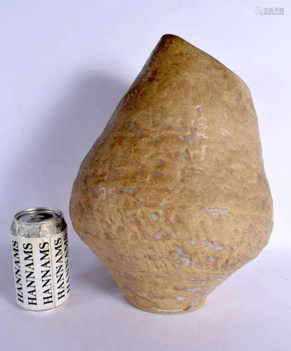 AN UNUSUAL STUDIO POTTERY STYLISH STONEWARE VASE. 32 cm x 22...