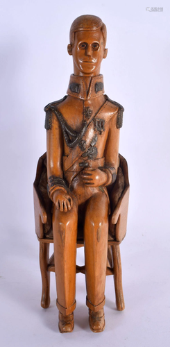 AN UNUSUAL 19TH CENTURY FRENCH NAPOLEONIC CARVED BOXWOOD FIG...