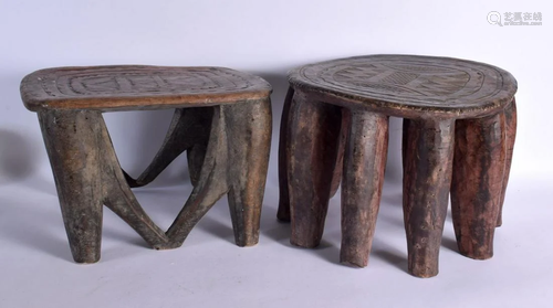 A LARGE NEAR PAIR OF EARLY 20TH CENTURY AFRICAN TRIBAL WOOD ...