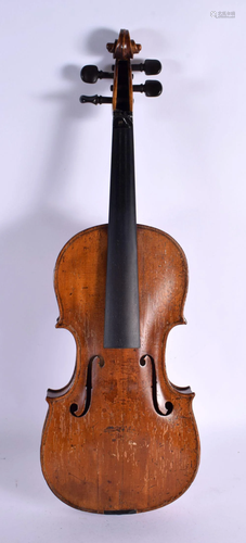 A SINGLE PIECE BACK VIOLIN. 58 cm long length of back 36 cm.