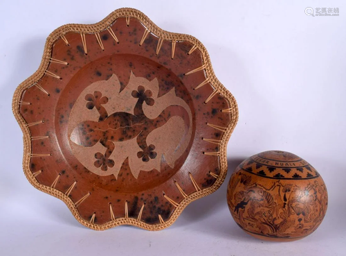 A CHARMING PERUVIAN CARVED AND ENGRAVED SOUTH AMERICAN NUT t...