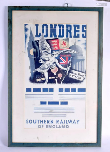 A FRAMED LOCOMOTIVE SOUTHERN RAILWAY PRINT. 65 cm x 42 cm.