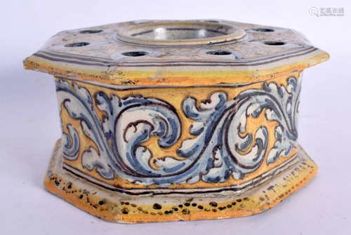 A FINE 17TH/18TH CENTURY EUROPEAN FAIENCE OCTAGONAL INKWELL ...