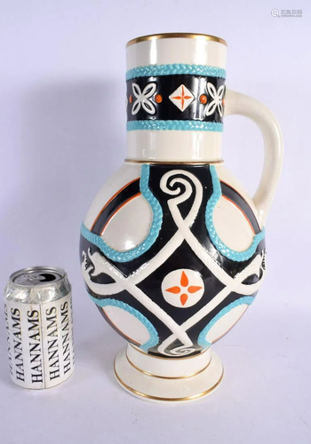 A STYLISH ARTS AND CRAFTS DRESSER STYLE POTTERY JUG decorate...