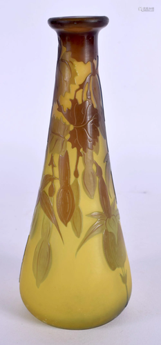 A SMALL FRENCH GALLE CAMEO GLASS VASE decorated with foliage...